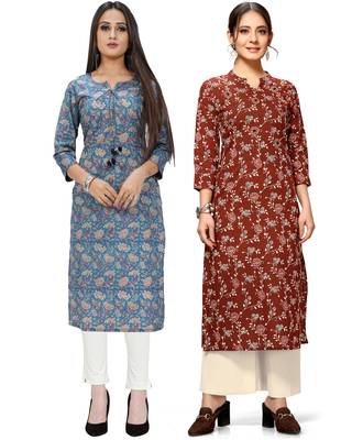 Blue printed cotton ethnic-kurtis 1