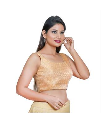 Muhenera Women's Jacquard Sleeveless Saree Blouse 2