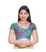 Muhenera Women's Jacquard Short sleeves Saree Blouse