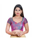 Muhenera Women's Jacquard Short sleeves Saree Blouse