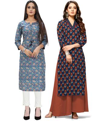Blue printed cotton ethnic-kurtis 1
