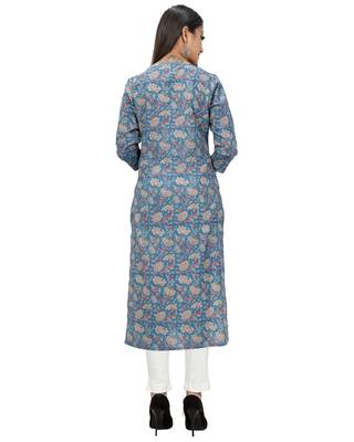 Blue printed cotton ethnic-kurtis 3