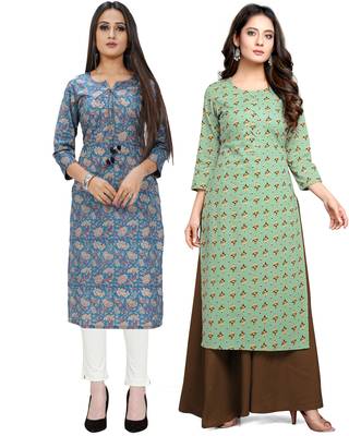 Blue printed cotton ethnic-kurtis 1