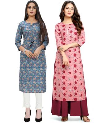 Blue printed cotton ethnic-kurtis 1