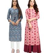 Blue printed cotton ethnic-kurtis