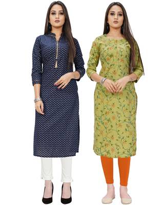 Navy-blue printed cotton ethnic-kurtis 1