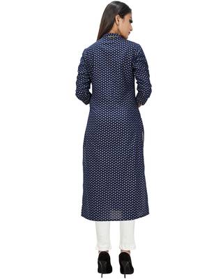 Navy-blue printed cotton ethnic-kurtis 3