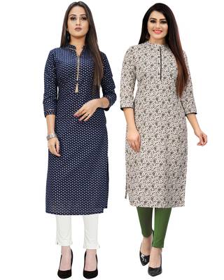 Navy-blue printed cotton ethnic-kurtis 1