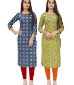 Blue printed cotton ethnic-kurtis