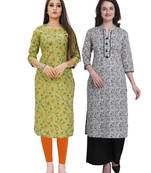 Green printed cotton ethnic-kurtis