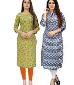 Green printed cotton ethnic-kurtis