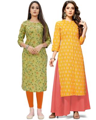 Green printed cotton ethnic-kurtis 1