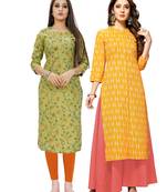 Green printed cotton ethnic-kurtis