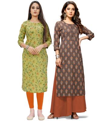 Green printed cotton ethnic-kurtis 1