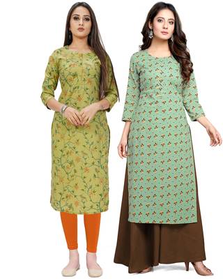 Green printed cotton ethnic-kurtis 1