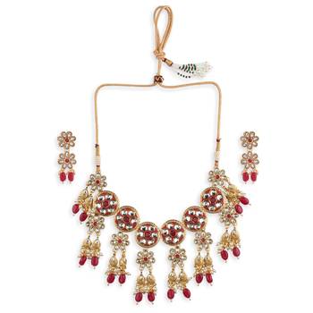 Red Stone Kundan Choker Necklace Set 2