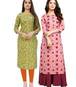 Green printed cotton ethnic-kurtis