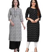Grey printed cotton ethnic-kurtis