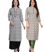 Grey printed cotton ethnic-kurtis