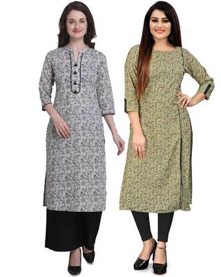 Grey printed cotton ethnic-kurtis 1
