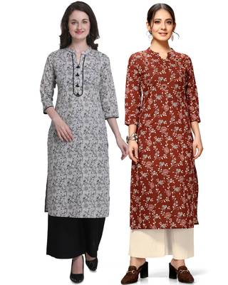 Grey printed cotton ethnic-kurtis 1