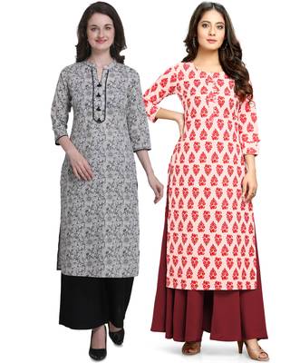 Grey printed cotton ethnic-kurtis 1