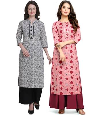 Grey printed cotton ethnic-kurtis 1