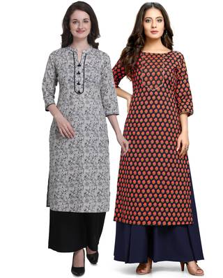 Grey printed cotton ethnic-kurtis 1