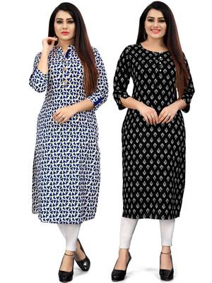 Off-white printed cotton ethnic-kurtis 1