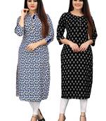 Off-white printed cotton ethnic-kurtis