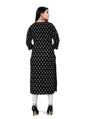 Off-white printed cotton ethnic-kurtis 5