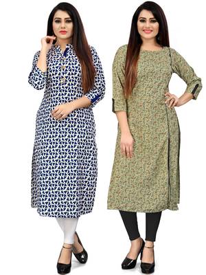 Off-white printed cotton ethnic-kurtis 1