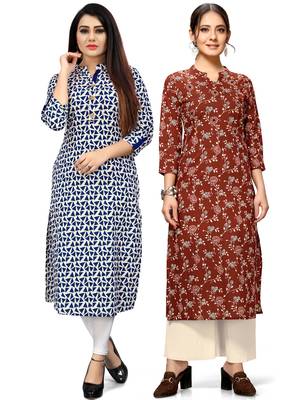 Off-white printed cotton ethnic-kurtis 1