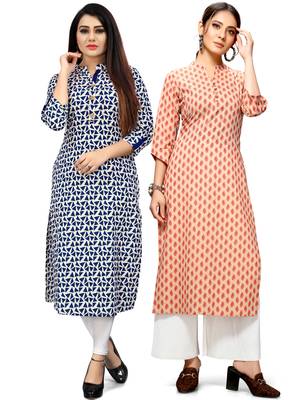Off-white printed cotton ethnic-kurtis 1