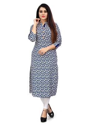 Off-white printed cotton ethnic-kurtis 2