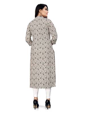 Beige printed cotton ethnic-kurtis 3