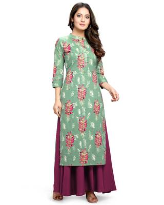 Beige printed cotton ethnic-kurtis 4