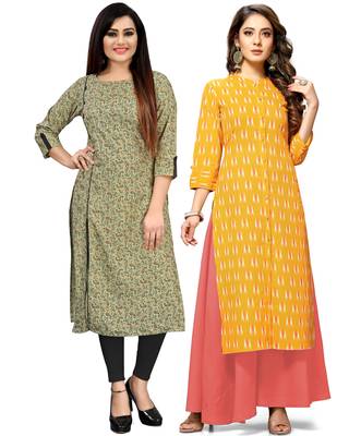 Green printed cotton ethnic-kurtis 1