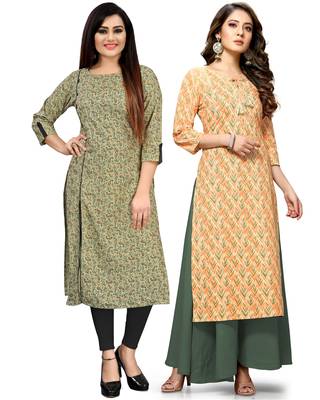 Green printed cotton ethnic-kurtis 1