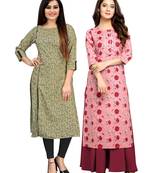 Green printed cotton ethnic-kurtis