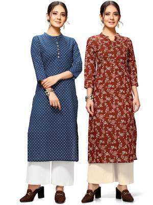 Blue printed cotton ethnic-kurtis 1