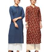 Blue printed cotton ethnic-kurtis