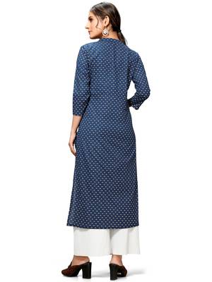 Blue printed cotton ethnic-kurtis 3