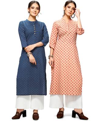 Blue printed cotton ethnic-kurtis 1