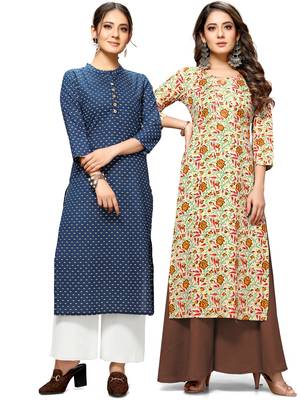 Blue printed cotton ethnic-kurtis 1