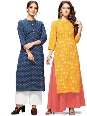 Blue printed cotton ethnic-kurtis 1