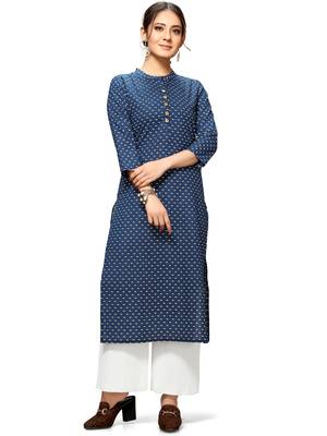 Blue printed cotton ethnic-kurtis 2
