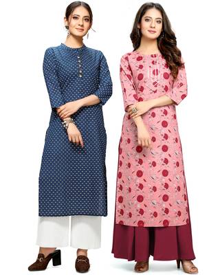 Blue printed cotton ethnic-kurtis 1
