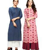 Blue printed cotton ethnic-kurtis