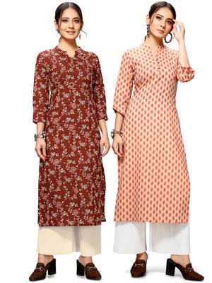 Maroon printed cotton ethnic-kurtis 1